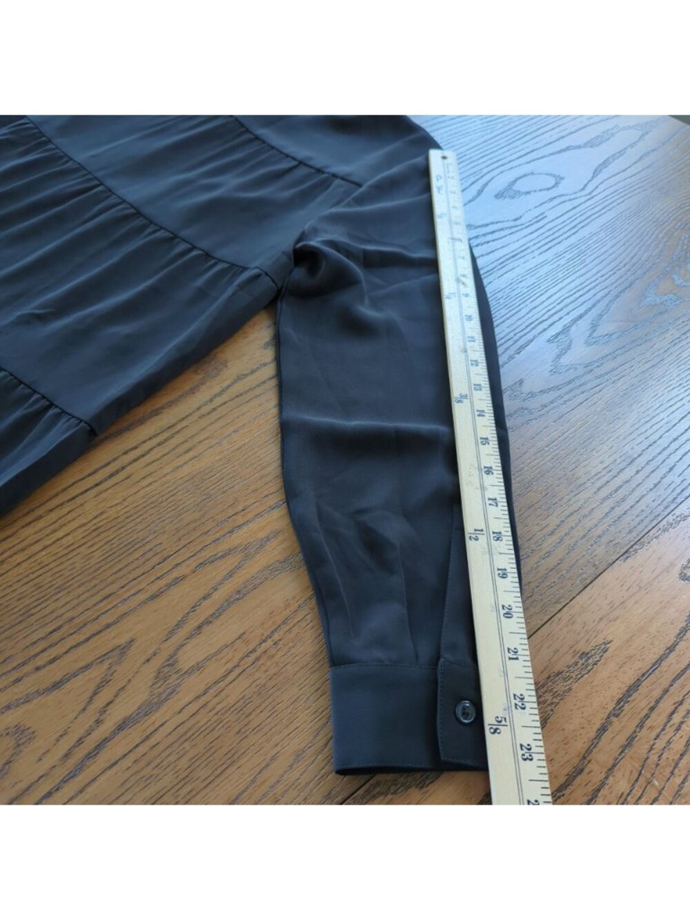J. Jill Wearever Collection Black Shirt Dress M Button Front Ruffle Tiered Back - Picture 15 of 16